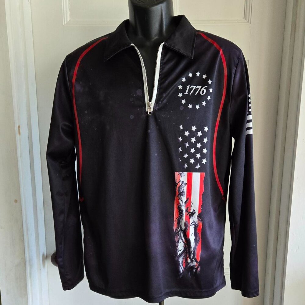 CELEBRATE THE 250th! Red, White & Blue Polo 1/4 Zipper Size M Unisex